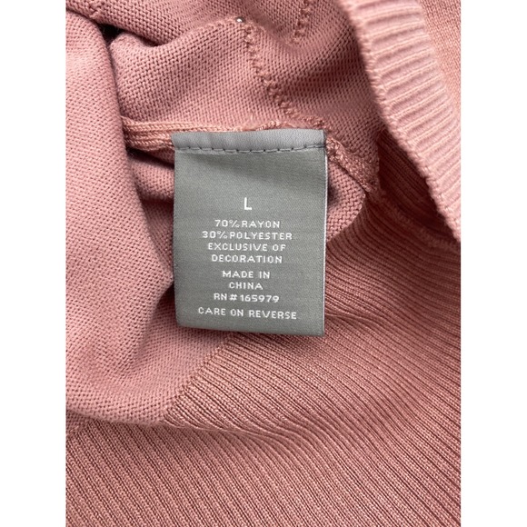 Womens Sweater pink pearls  Lng Sleeve Crew Neck Size L - Picture 4 of 9